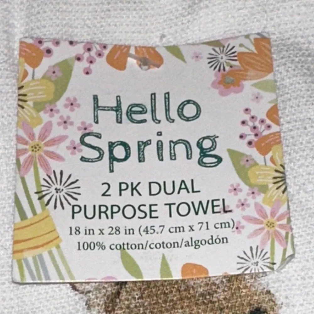 Kay Dee Designs Hello Spring Bunny 2 PK Dual‎ Purpose Kitchen Towels 100% Cotton